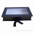Cardboard Gift Box with PVC Window and Ribbon, Buyers' Logos and Design Acceptable